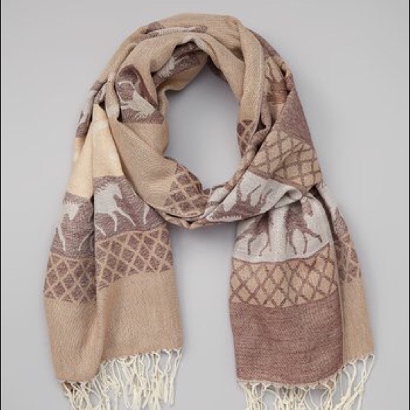 🍋 Brown Equestrian Silk-Blend Scarf - Picture 1 of 7